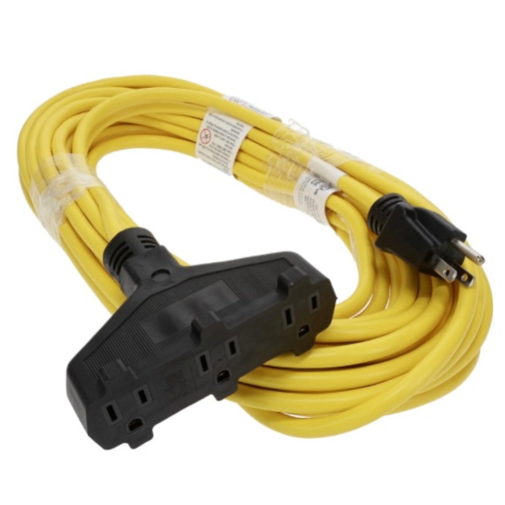 50Ft 3-Outlet Power Extension Cord SJTW 14/3 Yellow